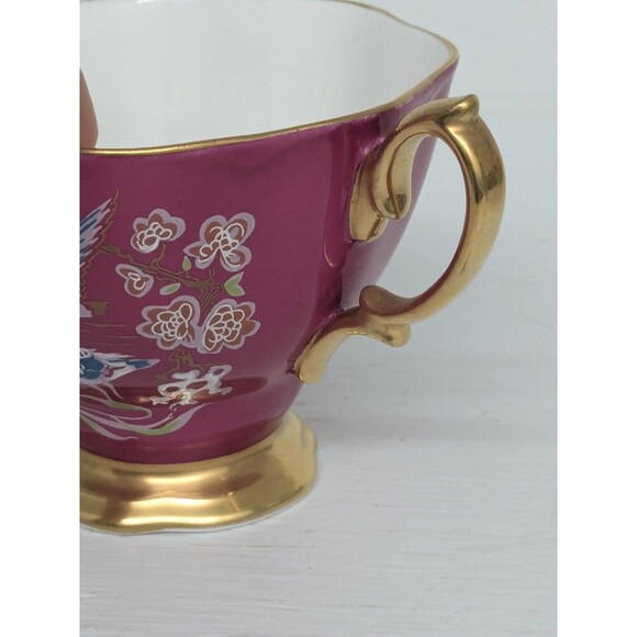 Royal Albert Bone China Replacement Cup Oriental Hot Pink Magenta Cranes Horses - Picture 3 of 8